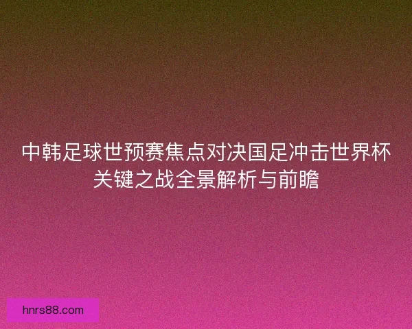 中韩足球世预赛焦点对决国足冲击世界杯关键之战全景解析与前瞻